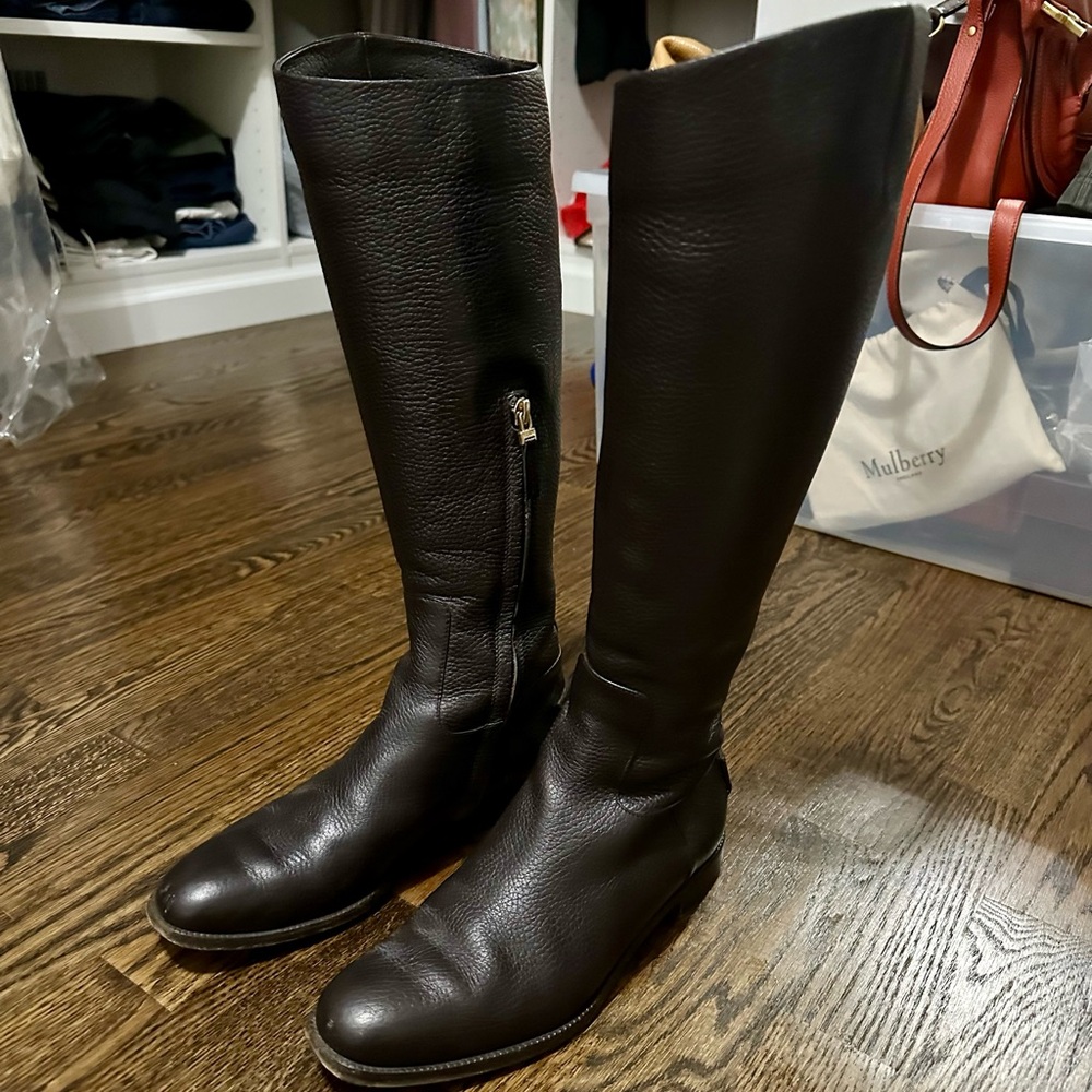 GUC Fendi Pebbled brown leather boots with zip closure - Size 37